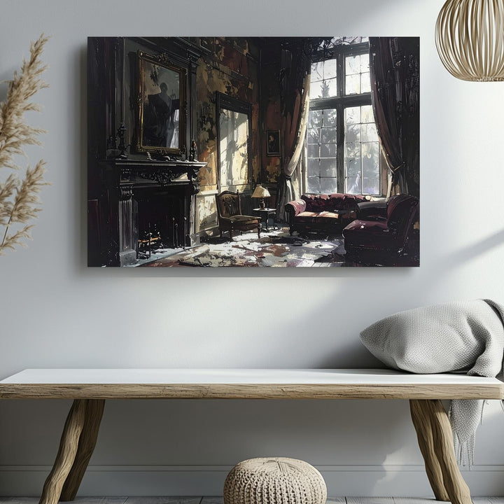 Haunted Parlor Canvas – Decaying Victorian Room with Gothic Shadows - Gifitto