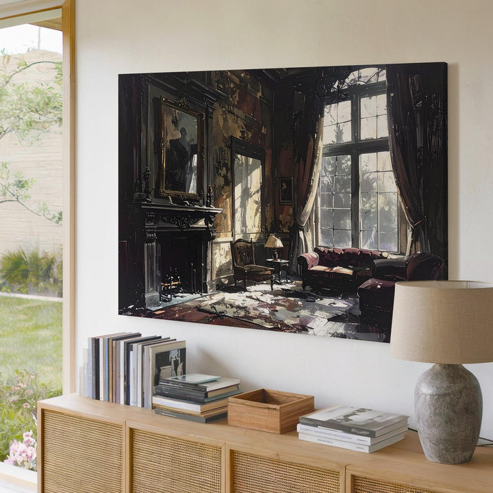 Haunted Parlor Canvas – Decaying Victorian Room with Gothic Shadows - Gifitto