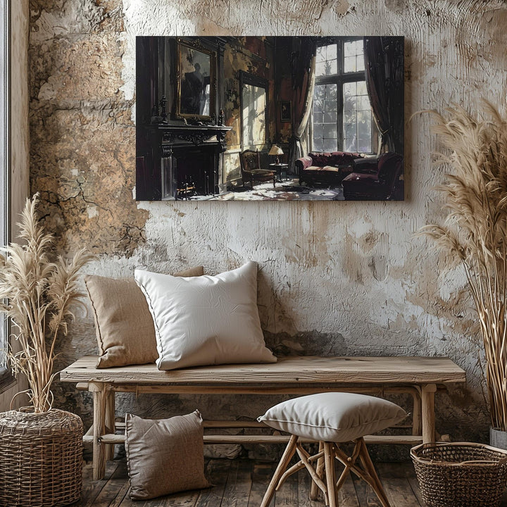 Haunted Parlor Canvas – Decaying Victorian Room with Gothic Shadows - Gifitto