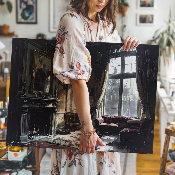 Haunted Parlor Canvas – Decaying Victorian Room with Gothic Shadows - Gifitto