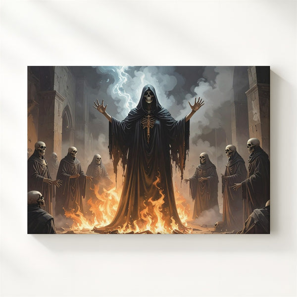 Necromancer Summoning Canvas – Dark Ritual Fantasy Halloween Art - Gifitto