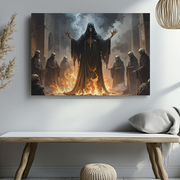 Necromancer Summoning Canvas – Dark Ritual Fantasy Halloween Art - Gifitto