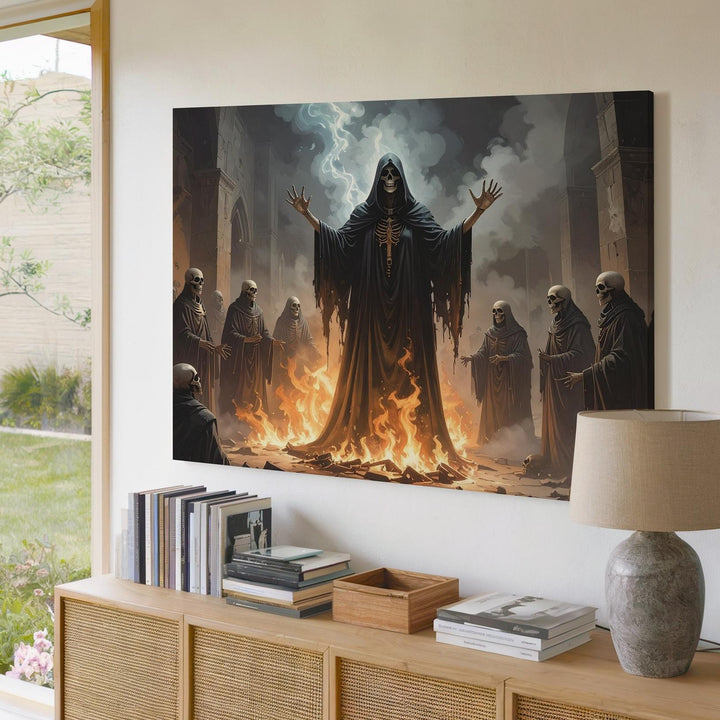 Necromancer Summoning Canvas – Dark Ritual Fantasy Halloween Art - Gifitto