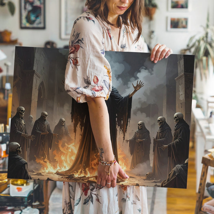Necromancer Summoning Canvas – Dark Ritual Fantasy Halloween Art - Gifitto