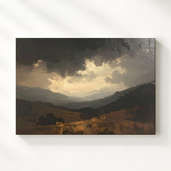 Through the Fog Canvas – Haunted Landscape Window View with Rain & Mystery - Gifitto