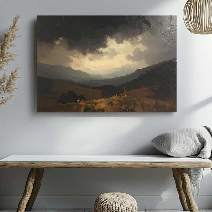 Through the Fog Canvas – Haunted Landscape Window View with Rain & Mystery - Gifitto