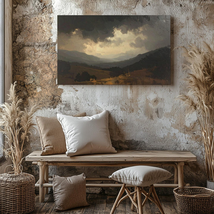 Through the Fog Canvas – Haunted Landscape Window View with Rain & Mystery - Gifitto