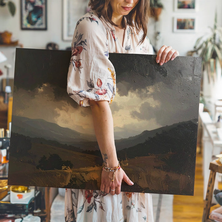 Through the Fog Canvas – Haunted Landscape Window View with Rain & Mystery - Gifitto