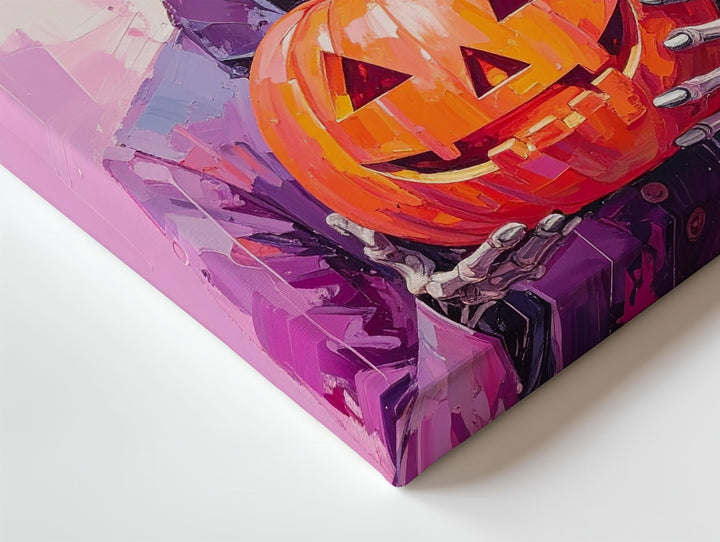 Grim Reaper with Jack-O’-Lantern Canvas – Minimalist Gothic Halloween Art - Gifitto