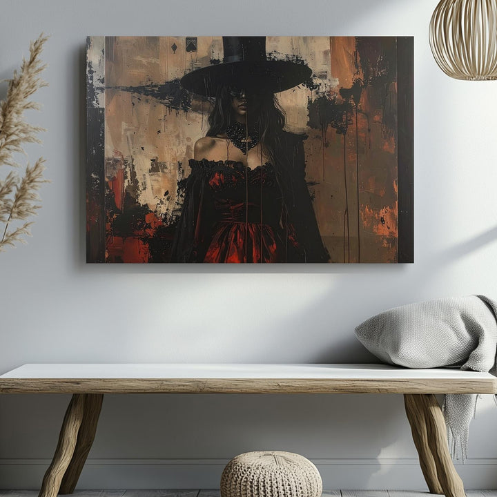 Cursed Queen Canvas – Surreal Faceless Royalty in Burnt Fairytale Style - Gifitto