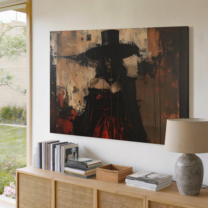 Cursed Queen Canvas – Surreal Faceless Royalty in Burnt Fairytale Style - Gifitto