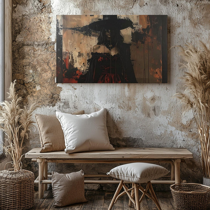 Cursed Queen Canvas – Surreal Faceless Royalty in Burnt Fairytale Style - Gifitto