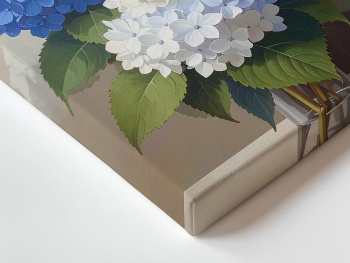 Patriotic Hydrangea Canvas – Red, White & Blue Florals on Beige - Gifitto