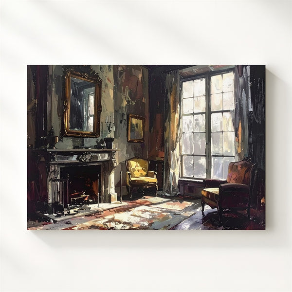 Abandoned Parlor Canvas – Haunted Room with Pale Light & Forgotten Time - Gifitto
