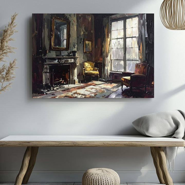 Abandoned Parlor Canvas – Haunted Room with Pale Light & Forgotten Time - Gifitto