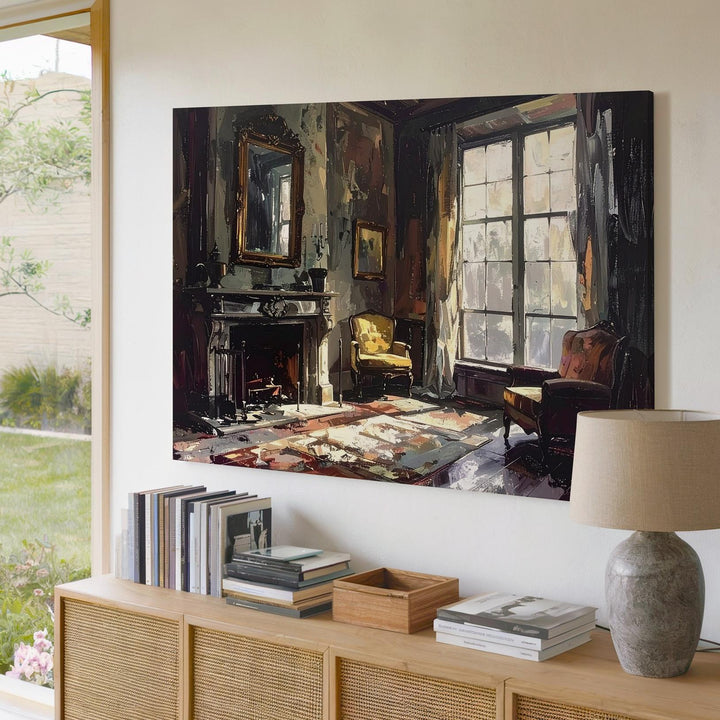Abandoned Parlor Canvas – Haunted Room with Pale Light & Forgotten Time - Gifitto