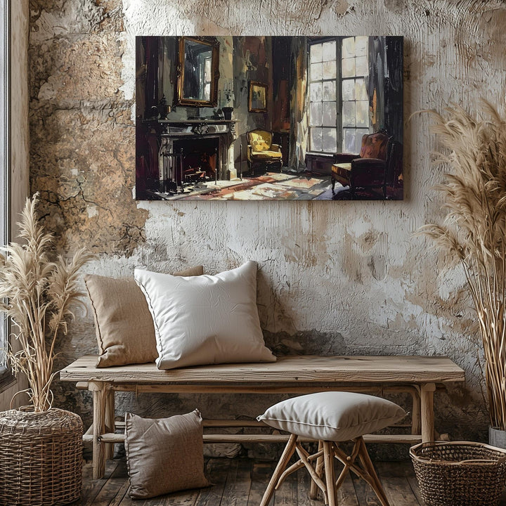 Abandoned Parlor Canvas – Haunted Room with Pale Light & Forgotten Time - Gifitto
