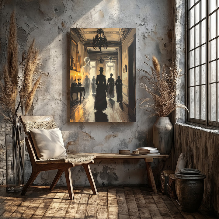 Victorian Ghost Hallway Canvas – Gothic Haunted Mansion Wall Art - Gifitto