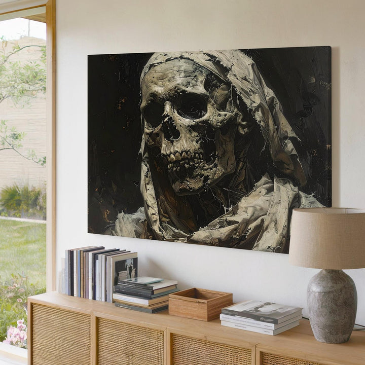Decaying Mummy Portrait Canvas – Horror Undead Halloween Art - Gifitto