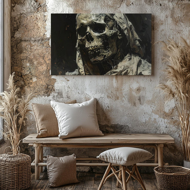 Decaying Mummy Portrait Canvas – Horror Undead Halloween Art - Gifitto