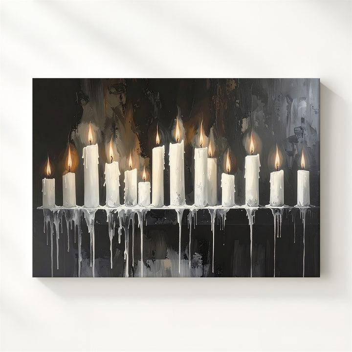Ceremonial Candle Row Canvas – Gothic Flame and Wax Ritual Wall Art - Gifitto