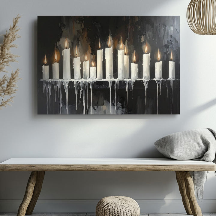 Ceremonial Candle Row Canvas – Gothic Flame and Wax Ritual Wall Art - Gifitto