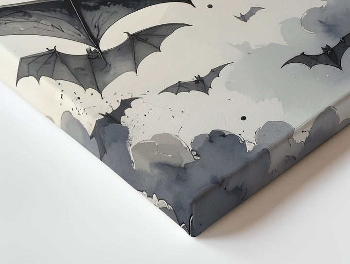 Moonlit Bats in Flight Canvas – Vintage Halloween Horror Wall Art - Gifitto