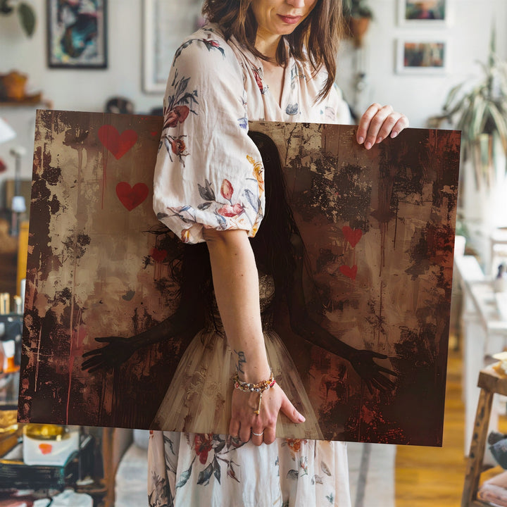 Ghost Bride Canvas – Faded Sepia Portrait of Cursed Love & Gothic Haunting - Gifitto