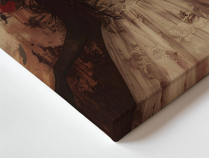 Ghost Bride Canvas – Faded Sepia Portrait of Cursed Love & Gothic Haunting - Gifitto