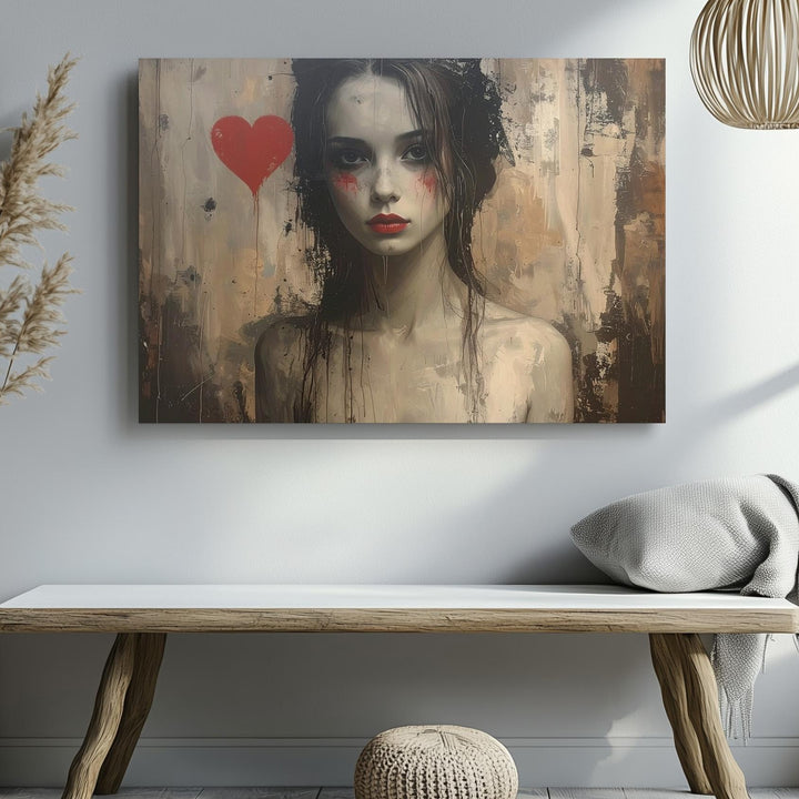 Ghostly Queen Canvas – Faded Mural of Love, Memory & Abandoned Grace - Gifitto