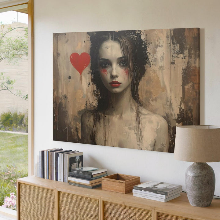 Ghostly Queen Canvas – Faded Mural of Love, Memory & Abandoned Grace - Gifitto