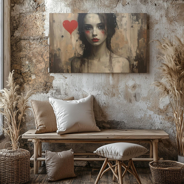 Ghostly Queen Canvas – Faded Mural of Love, Memory & Abandoned Grace - Gifitto