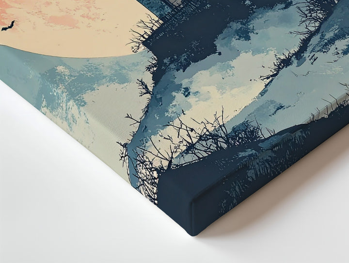 Fairytale Haunted Castle Canvas – Watercolor Moonlit Halloween Fantasy Art - Gifitto