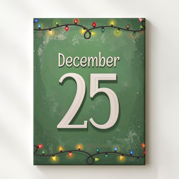 December 25 Canvas – Bold Modern Christmas Date Wall Art - Gifitto