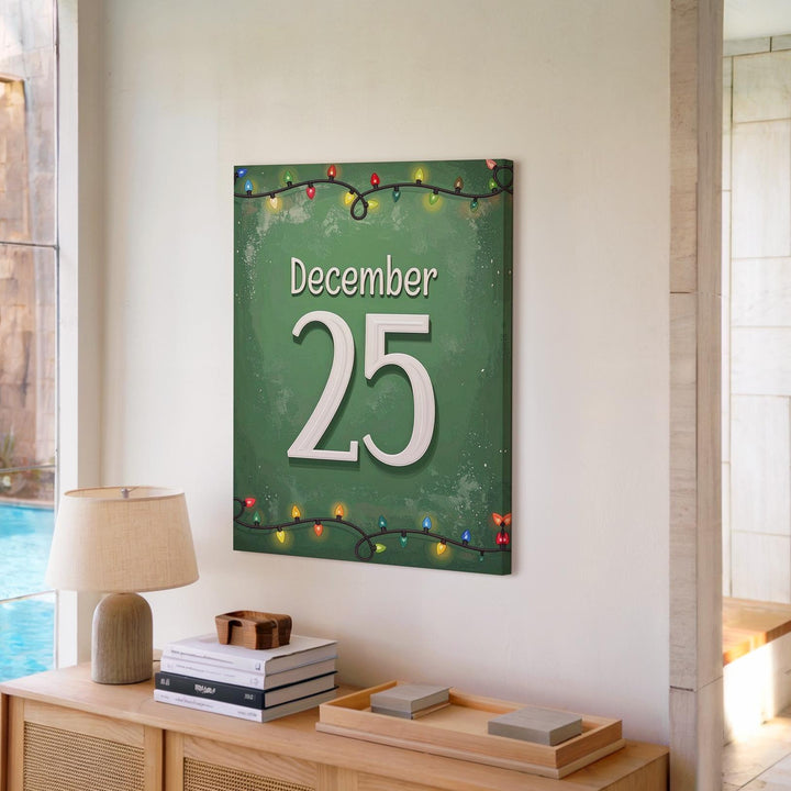 December 25 Canvas – Bold Modern Christmas Date Wall Art - Gifitto