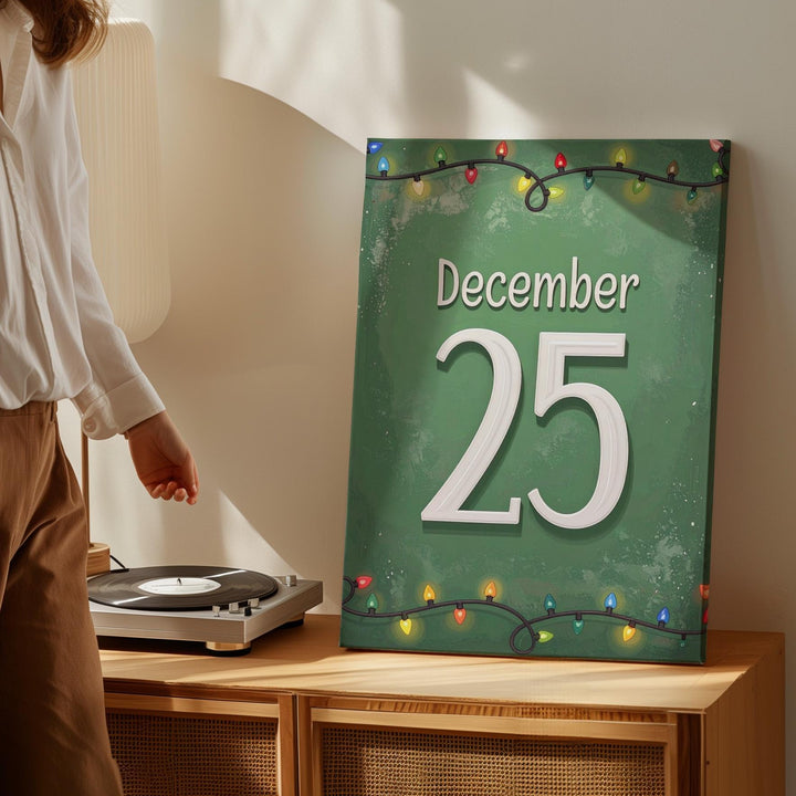 December 25 Canvas – Bold Modern Christmas Date Wall Art - Gifitto