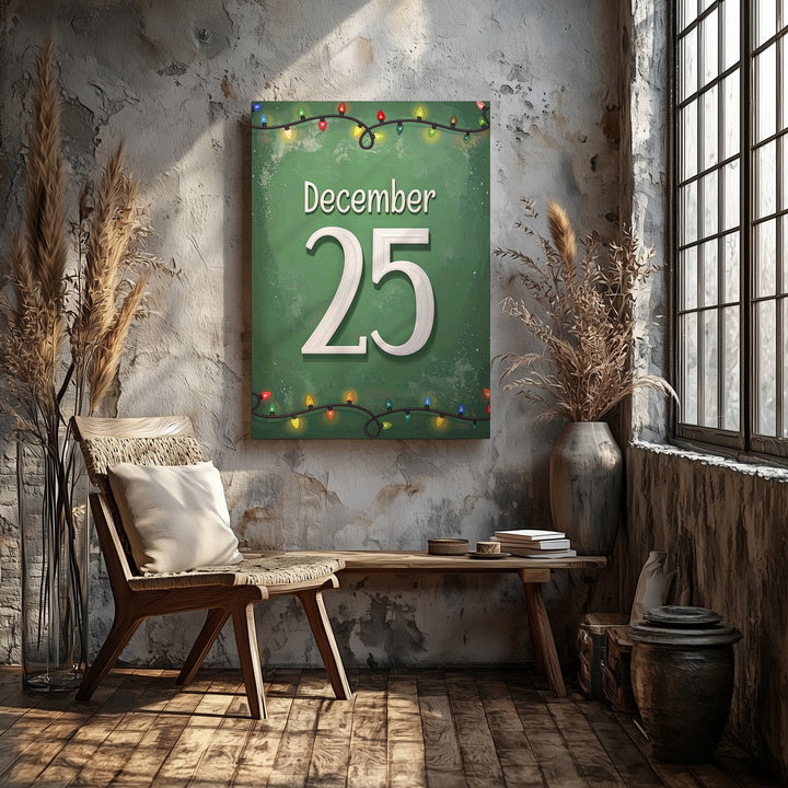 December 25 Canvas – Bold Modern Christmas Date Wall Art - Gifitto