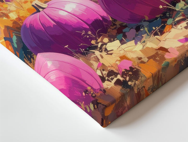 Magenta Pumpkin Field Canvas – Bold & Colorful Autumn Landscape Art - Gifitto