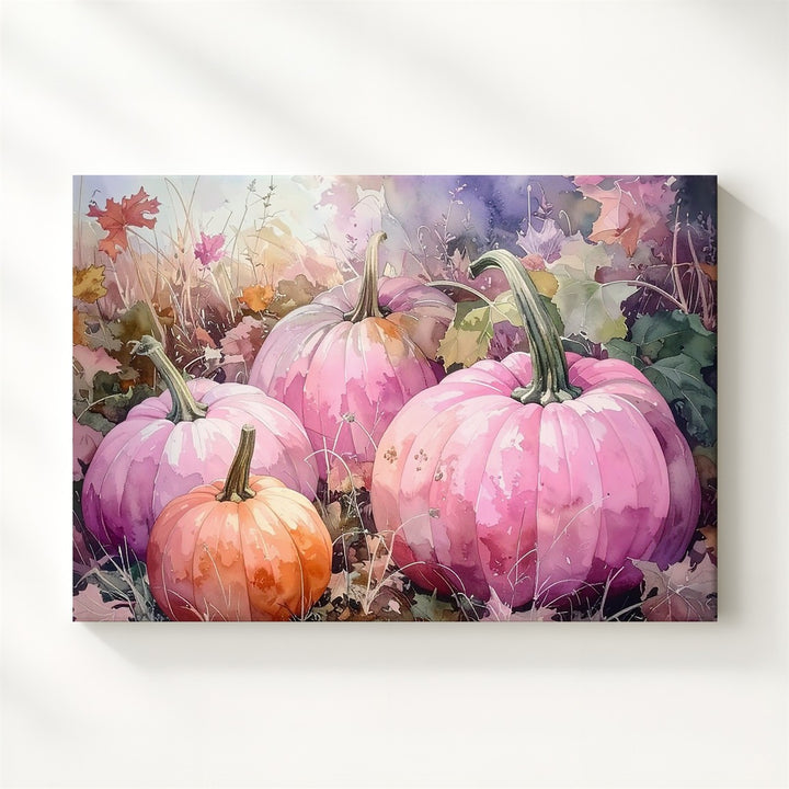 Blush Harvest Canvas – Pastel Pink Pumpkin Field with Soft Autumn Glow - Gifitto