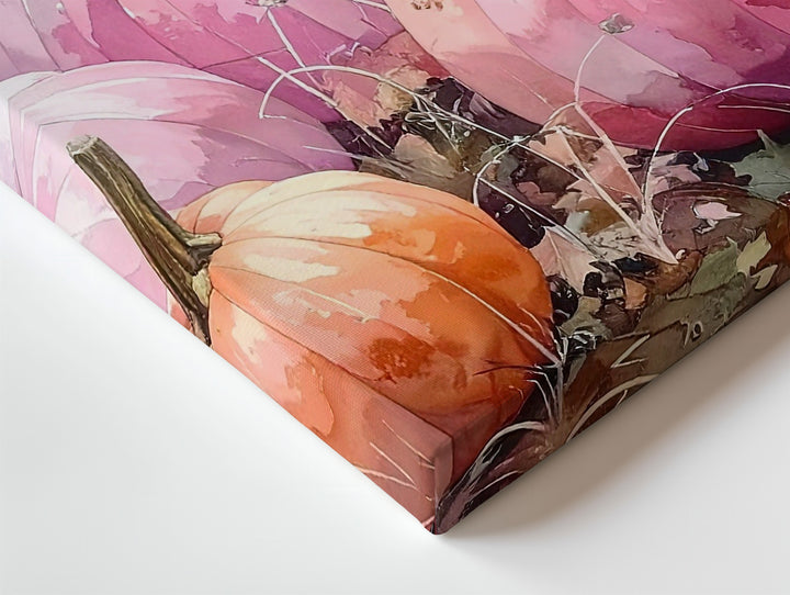 Blush Harvest Canvas – Pastel Pink Pumpkin Field with Soft Autumn Glow - Gifitto