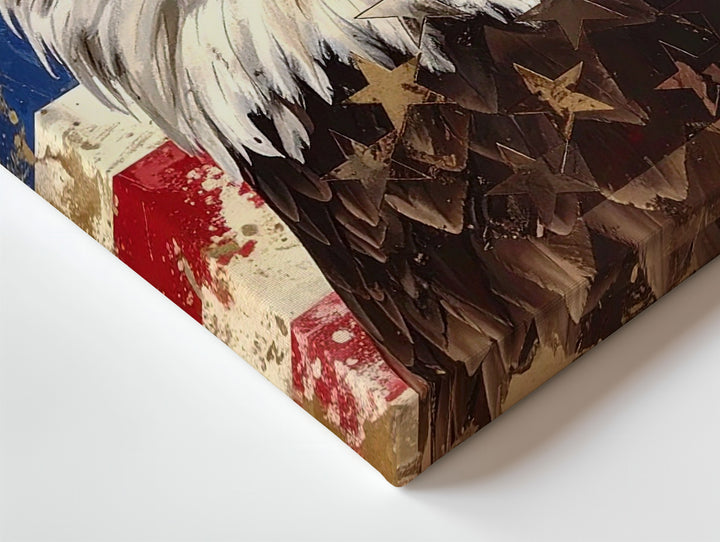 Bald Eagle Patriotic Canvas – Distressed American Flag & Fierce Expression - Gifitto