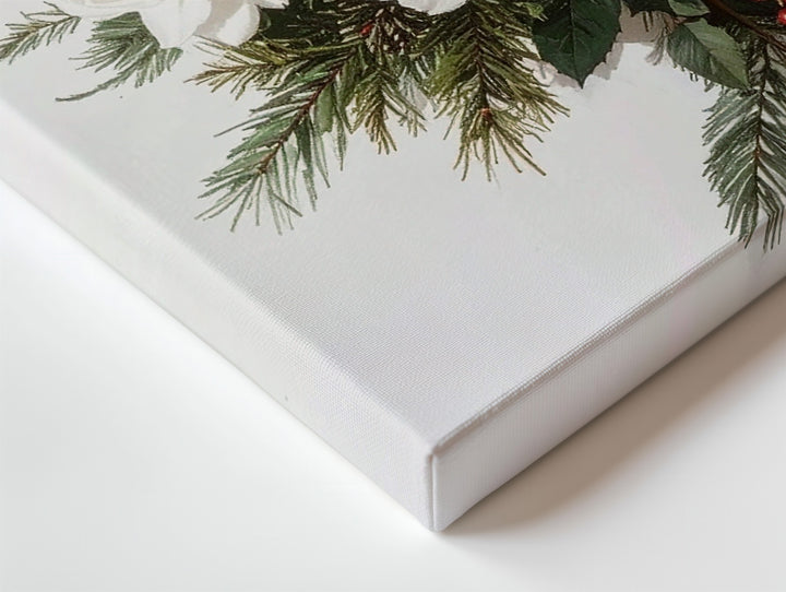 Christmas Rose Floral Canvas – Elegant Holiday Botanical Wall Art - Gifitto