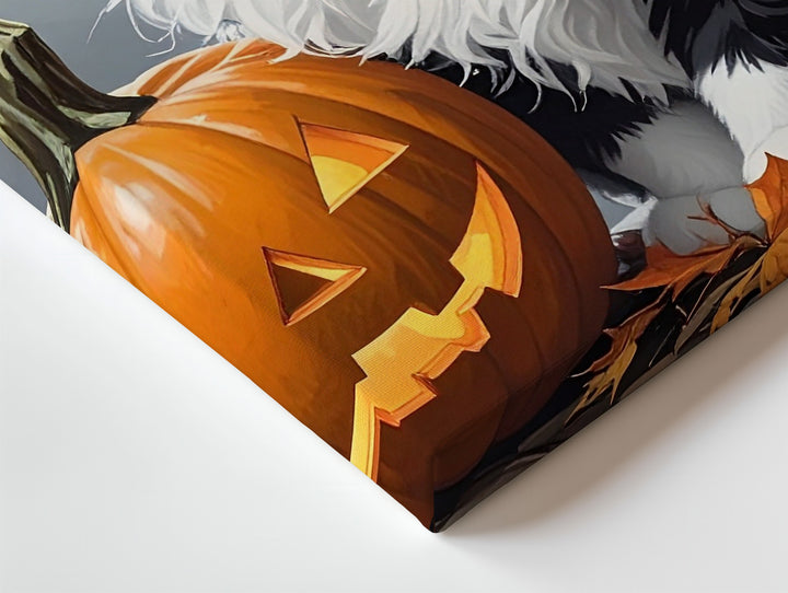 Witch’s Cat & Pumpkin Canvas – Halloween Familiar with Gothic Charm - Gifitto