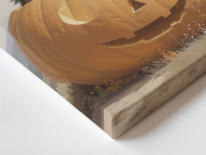 Black Cat in Pumpkin Canvas – Cute & Mysterious Halloween Wall Art - Gifitto