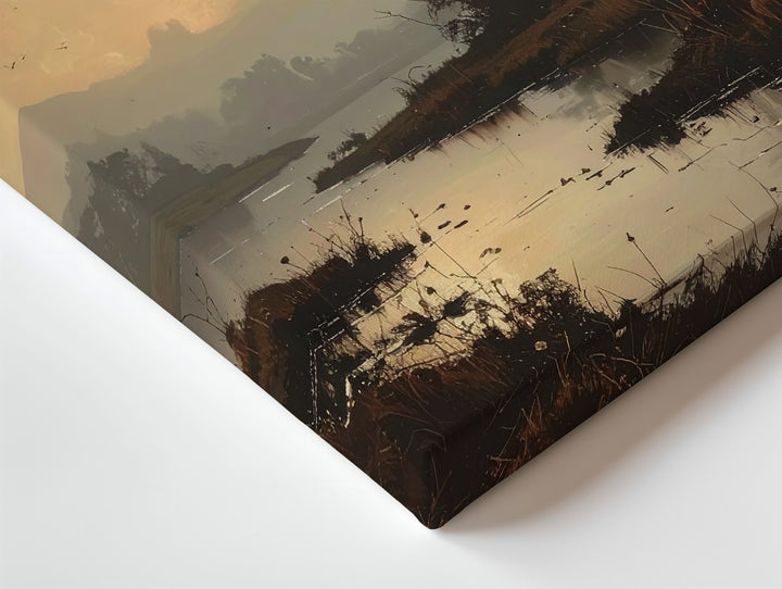Haunting Marsh Moonlight Canvas – Misty Halloween Landscape Wall Art - Gifitto