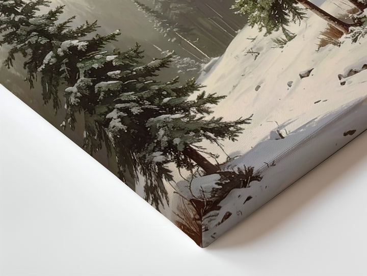 Serene Winter Pines Canvas – Soft Green and White Forest Holiday Art - Gifitto