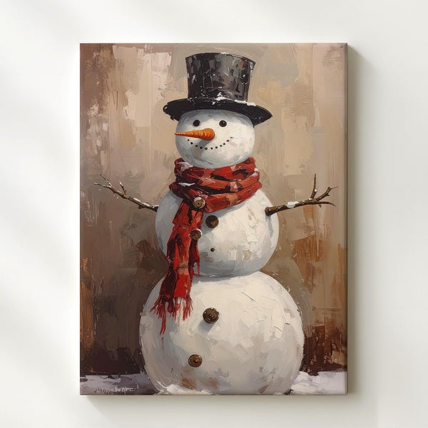 Rustic Snowman Canvas – Vintage-Inspired Winter Wall Art with Timeless Charm - Gifitto