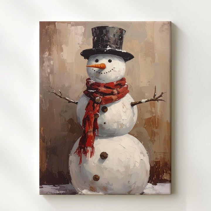 Rustic Snowman Canvas – Vintage-Inspired Winter Wall Art with Timeless Charm - Gifitto