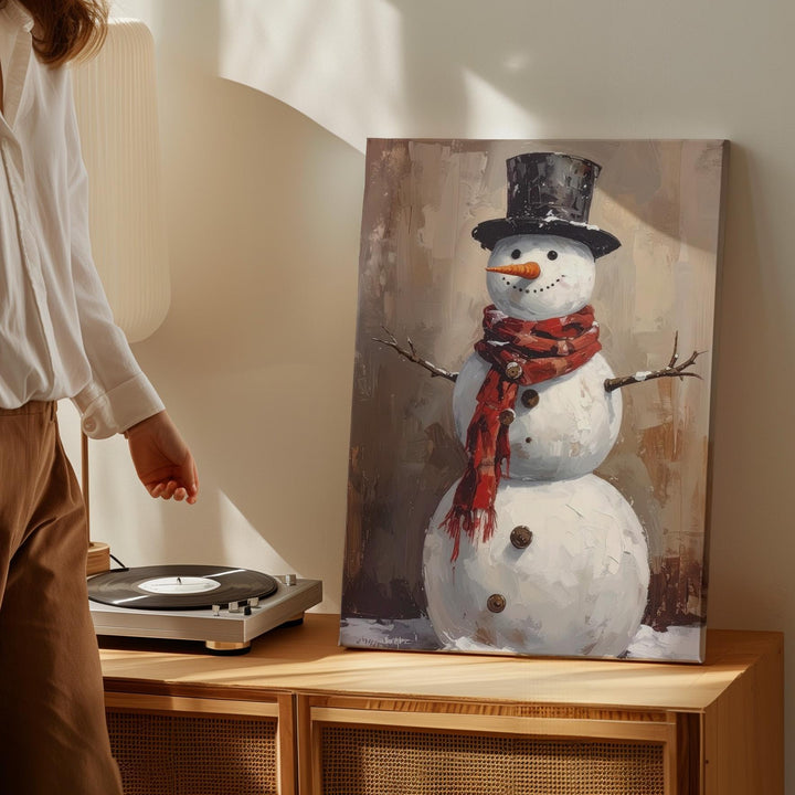 Rustic Snowman Canvas – Vintage-Inspired Winter Wall Art with Timeless Charm - Gifitto