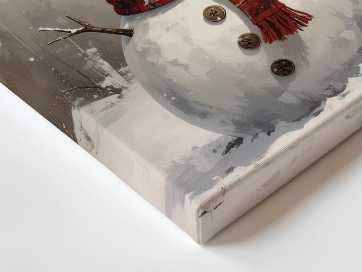 Joyful Snowman Canvas – Classic Holiday Wall Art with Red Scarf & Top Hat - Gifitto